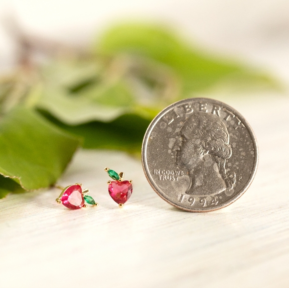 Dainty Apple Studs (S925) - Only 3 left! - Picture 7 of 11